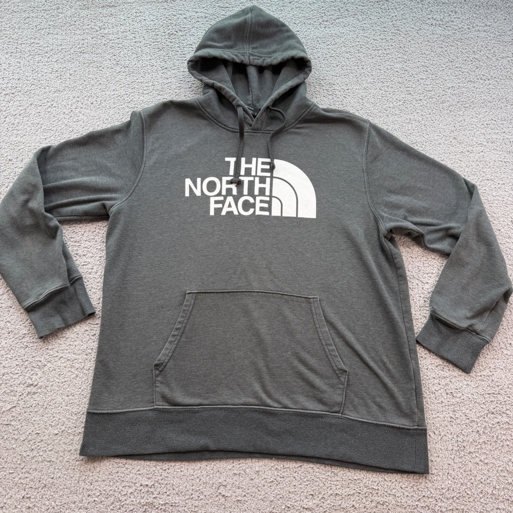 The North Face Mens XL Gray Fleece Hoodie Half Dome Logo Pullover 6169